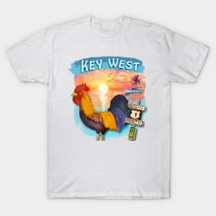 Key West Rooster and Mile Marker 0 - WelshDesigns T-Shirt